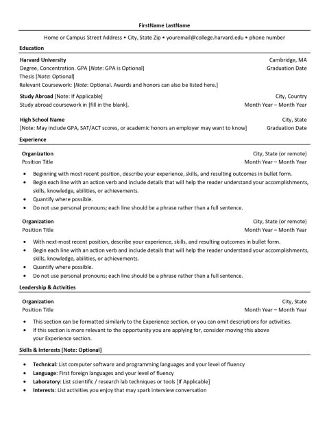 MCS Resume Template Bullet Point
